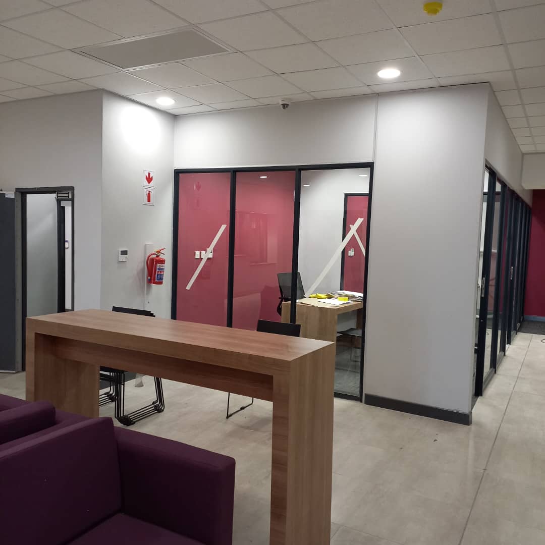 Office interior with feature doors